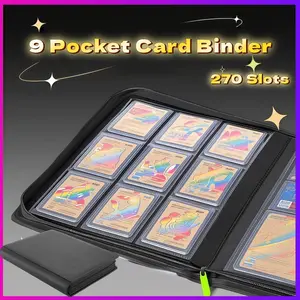 9 Pocket Card Binder 270 Slots Premium PU Leather Zipper Card Album Buku Kartu Pokemon Yugioh One Piece MTG TCG CCG NBA Photocard Hobby Collection Toploader Compatible Produk Hot Tahan Lama Ready Stock Cepat Kirim Kualitas Premium