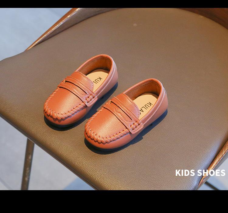 Product Introduction of Children Boys Leather Shoes 2024 Spring and Autumn Simple Slip-on Round-toe School Shoes Loafers Flats Moccasins Classic Formal 9