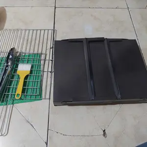 promo Paket  satu set alat pemanggang serbaguna kaki lipat /panggangan portable tahan karat Hitam bahan flat Besi Simple Kitchenware