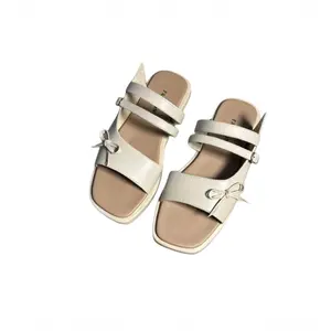 SALSA ~  Sandal Wanita Platform wedges 3 cm Style Korea Kekinian Aesthetic Empuk Kulit Sintetis Hitam cream Size 37-40 Shoes Flat Cewek Sendal