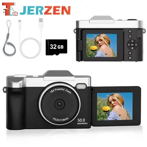 [COD] Kamera Digital 4K untuk Foto dan Video, Autofokus, 16X Zoom, 48MP Resolusi Tinggi, Kamera Vlogging dengan Anti-Guncang, Layar Flip IPS 3 Inci 180°, dilengkapi dengan Kartu SD 32GB. Camera