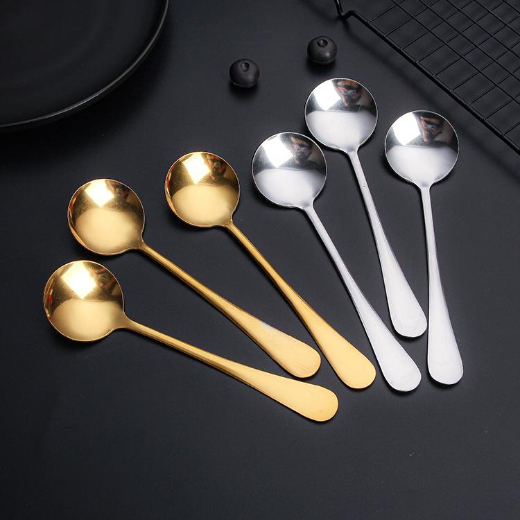 2/4/6/8 pcs Dessert spoon stainless steel small round spoon gold internet famous round spoon breakfast spoon lotus root powder oatmeal bird's nest honey small spoon 1