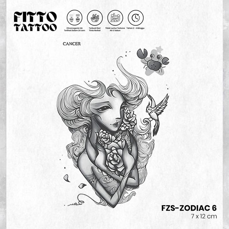 tato temporer premium semi permanen tattoo fruit ink zodiac tatoo zodiak tatto pisces gemini leo taurus Temporary 7