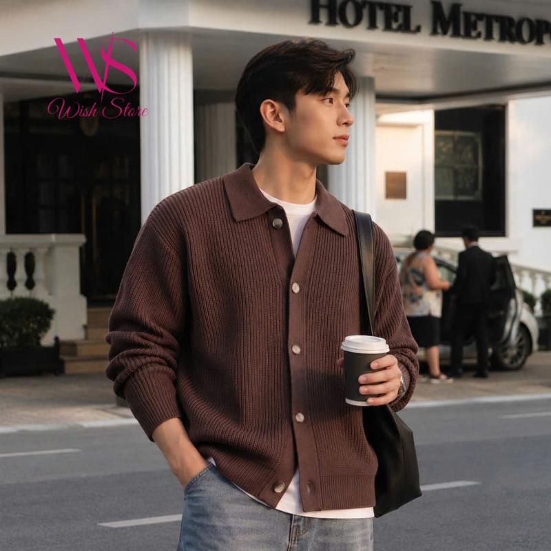 Áo Len Nam Cardigan Cổ Bẻ, Áo Khoác Len Nam Dệt Gân Cài Nút, Áo Len Nam Nữ Form Đẹp Thời Trang Thu Đông, Áo Len Nam Nữ Hàn Quốc, Áo Len Cardigan Nam Nữ, Chất Lông Thỏ Cao Cấp - AL34
