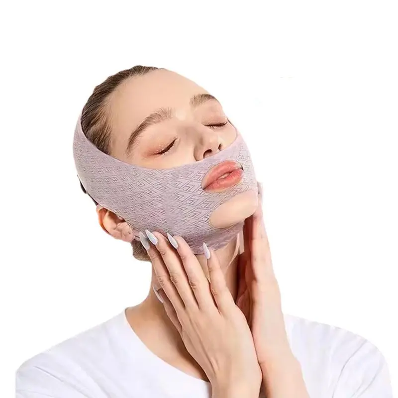 Masker Tidur Elastis Wajah V Perban Bentuk Pelangsing Wajah Wanita Pengangkat Pengencang Masker Dagu Ganda Anti Kendur Perban Lipatan Nasolabial Memudar 1