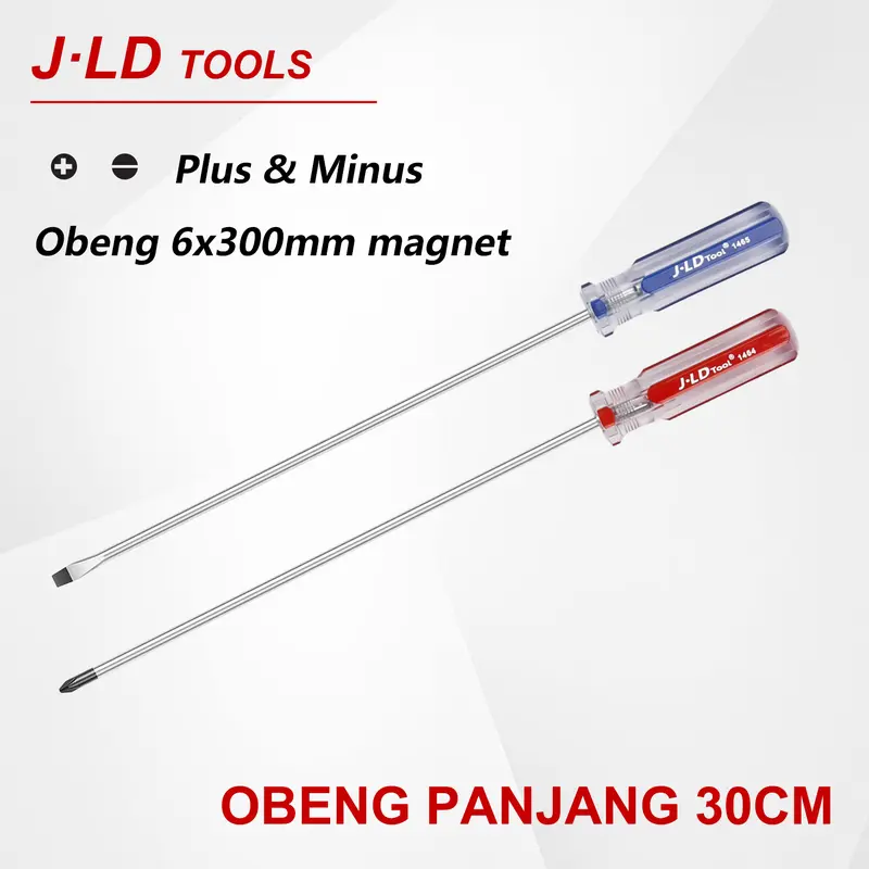 JLD Obeng panjang 30cm magnet Obeng S2 6x300mm Plus Minus 0