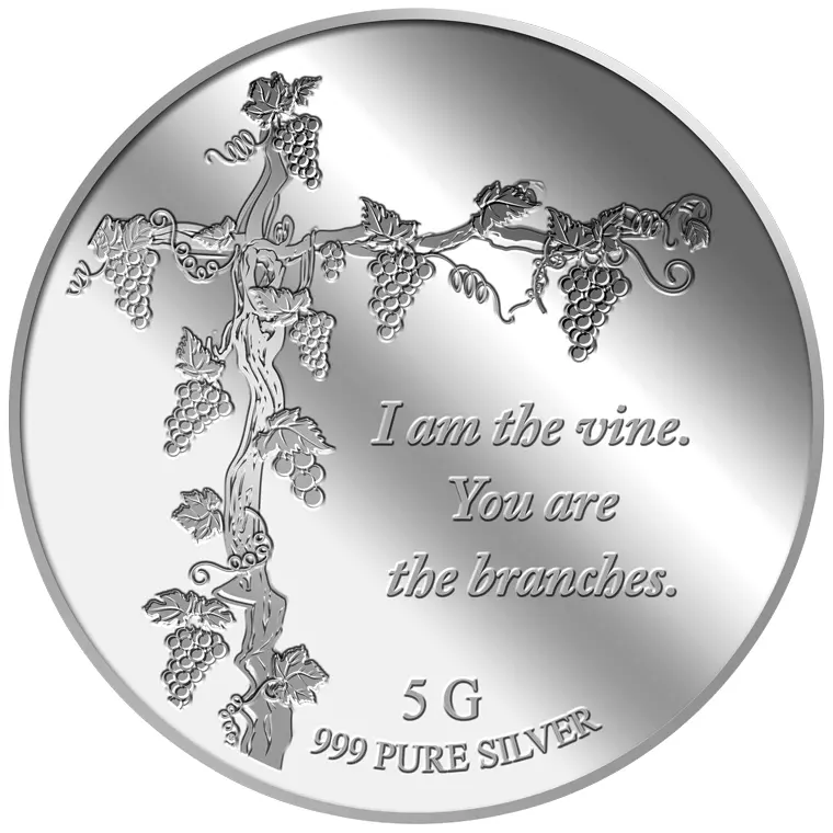 999 Pure Silver | 5g I Am The Vine, You Are The Branches Silver Medallion