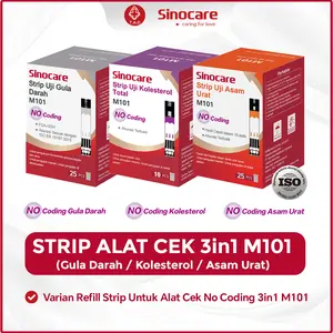 Refill Strip Sinocare M101 3in1 – Strip Gula Darah, Kolesterol, Asam Urat Tanpa Kode/chip