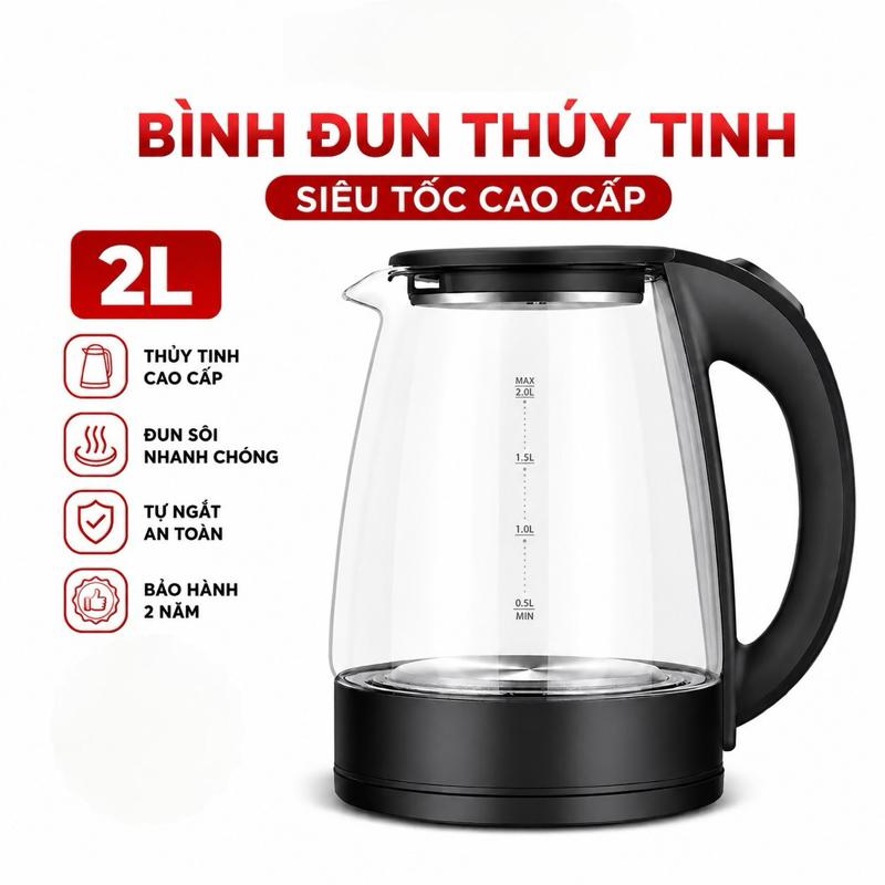 M1 Ấm đun siêu tốc, Bình đun nước thủy tinh siêu tốc 2.0L