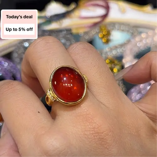[Quick sale] Natural Classic Red Amber Ring for good lucky and fortune