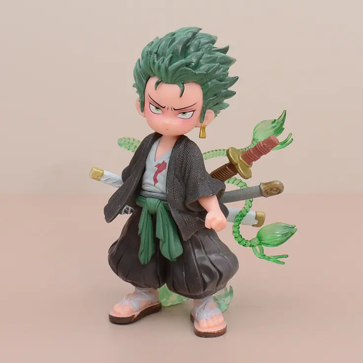 [ Foto Asli ] Action Figure One Piece Roronoa Zoro Mini Karakter Pedang Comel Cute Chibi 3