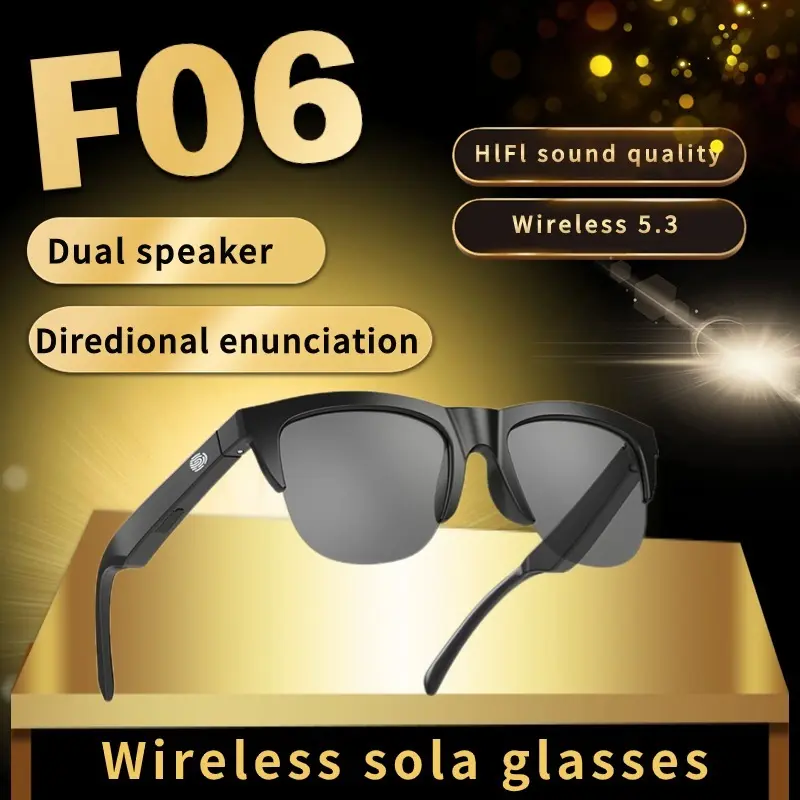 F06 Bluetooth Glasses Headset 5.3 Bluetooth Stereo Touch Mode Control Waterproof Outdoor Sports Smart Sunglasses