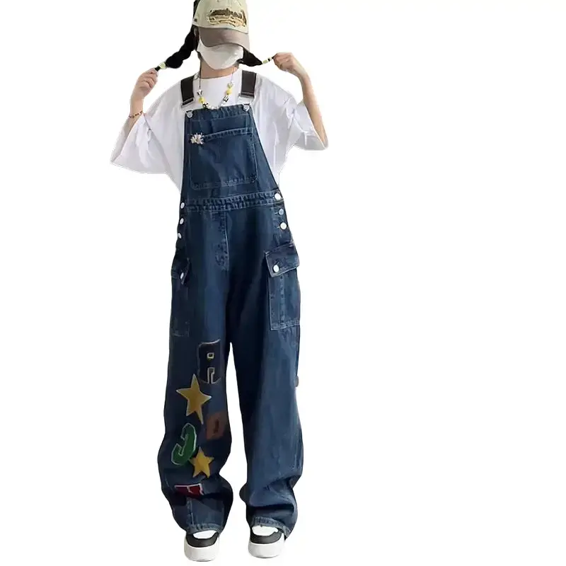 Jumpsuit Retro Lurus Longgar Terusan Hiphop Panjang Wanita Panjang Wanita Panjang Wanita 032
