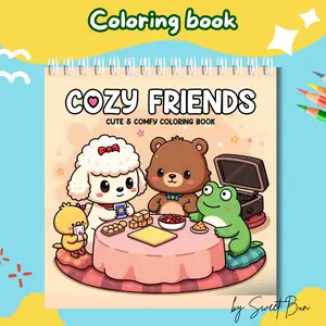 Buku Mewarnai Anak Remaja Dewasa - Cozy Friends Coloring Book
