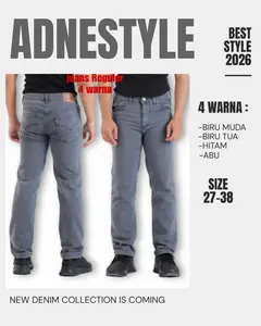 Celana Panjang Jeans Pria Reguler Terlaris Bahan Denim Premium Tebal Terbaru 2026 Ready Basic 4 Warna