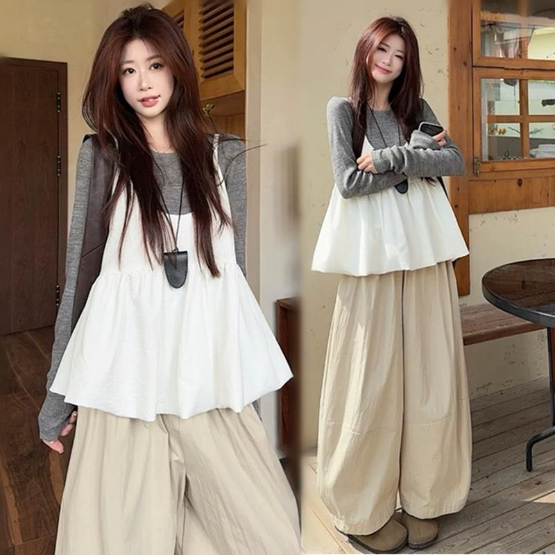 Set Áo Thô 2s Bồng 2 Lớp Form Babydoll Xoè Nhẹ Nhàng Chất Vải Thun Kèm Áo Yếm Vải Thun Giấy By Halinh MY353.MT356