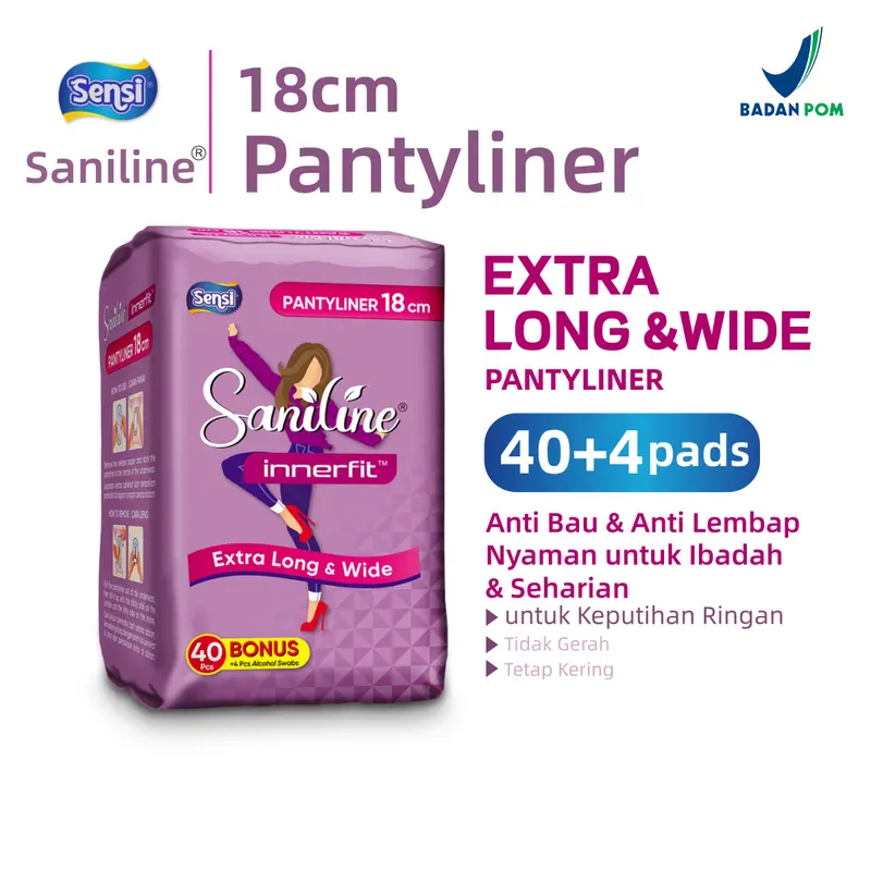 [BPOM] SENSI SANILINE Pantyliner Wanita 15cm/18cm – Anti Lembap & Anti Bau, Tetap Kering Seharian – Nyaman untuk Ibadah, Keputihan Ringan & Aktivitas Harian