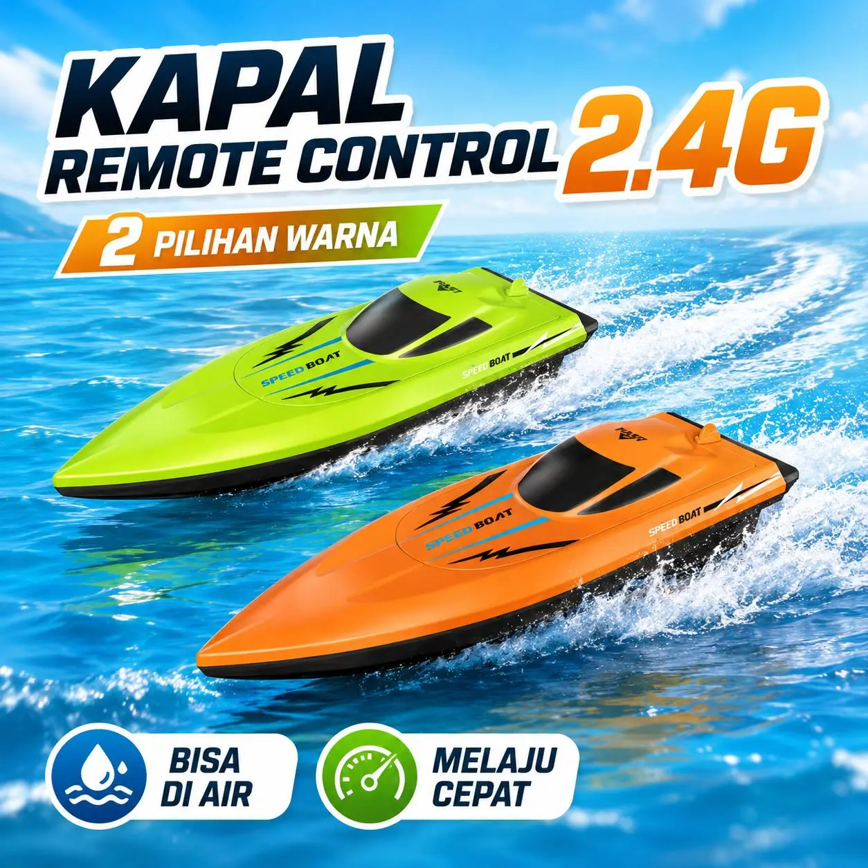 Mainan Kapal Remote Control Anak-Anak Kapal Cepat yang Dapat Dimasukkan ke Air Kapal Motor Listrik Simulasi 2.4G Model Kapal Air Kecil untuk Anak Laki-Laki