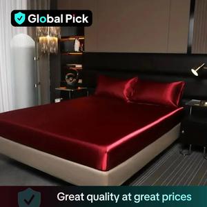 Solid Color Soft Breathable Sheet Set, 1/2 Sets 1 Count Soft Comfortable Satin Bed Sheets & 1/2 Counts Pillowcase without Filler, Microfiber Bed Sheet, Silky Fitted Sheet, Bedding Supplies for Home Bedroom