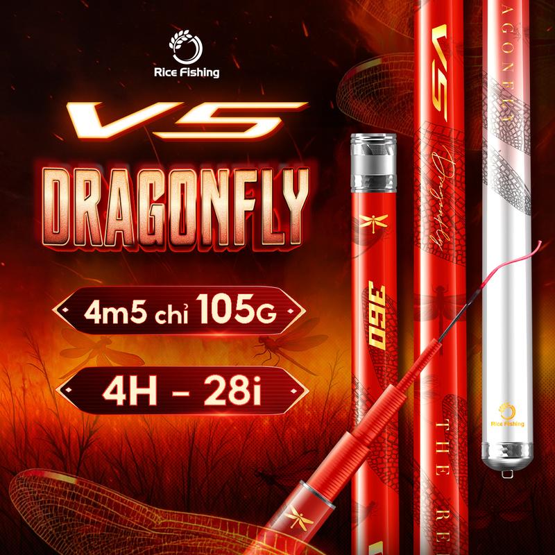 Cần câu đài rút gọn V5 Dragonfly Rice Fishing câu cá trôi chép diếc carbon 36T + 40T CC-46