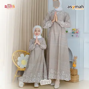 ASYMAH - GAMIS ANAK DAN IBU SARIMBIT RAYA SERIES LEBARAN MOTIF ETHNIC CANTIK DAN BUNGA ALIKA SERIES Bahan Lionelrici Halus Nyaman Size Mom dan Kids Ready Real Stock