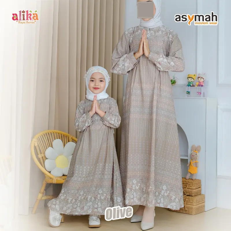 ASYMAH - GAMIS ANAK DAN IBU SARIMBIT RAYA SERIES LEBARAN - MOTIF ETHNIC CANTIK DAN BUNGA ALIKA SERIES 0