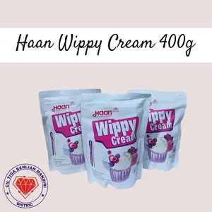 Haan Wippy Cream Bubuk Siap Kocok 200g & 400g – Krim Serbaguna Lembut dan Mengembang untuk Topping, Isian, dan Dekorasi Dessert