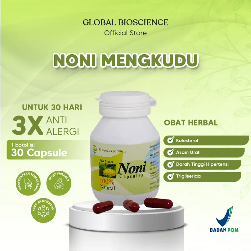 NONI Mengkudu Kapsul Herbal Anti Diabetes Anti Hipertensi Alami TOP QUALITY