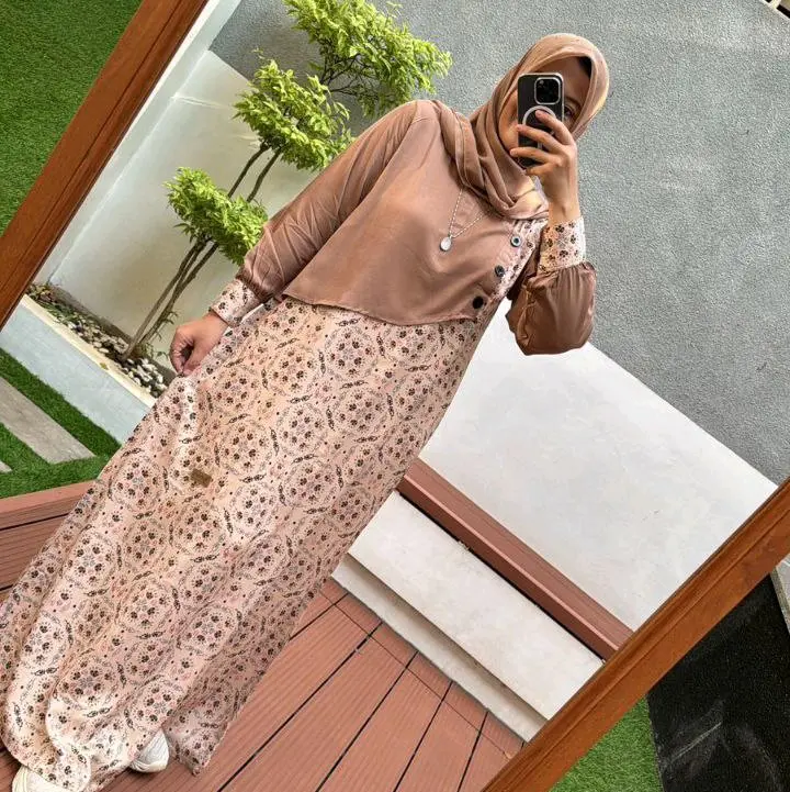 GAMIS DRESS MUSLIM RAYON TWILL MOTIF RAYON BY NADHEEFA STORE 3