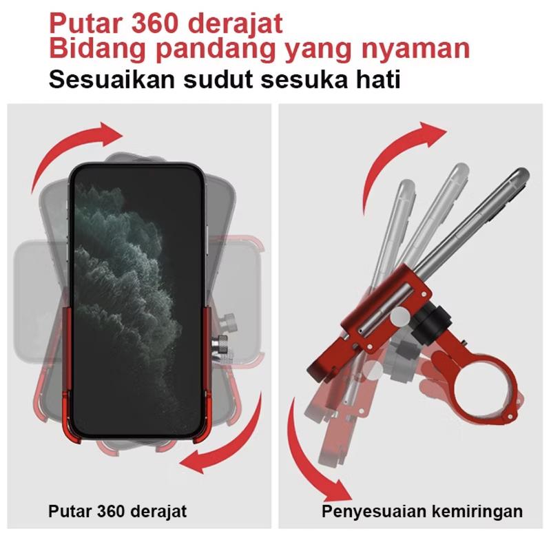 ZACRO Phone Holder GUB P30 - Holder Handphone Motor Sepeda Hitam 5