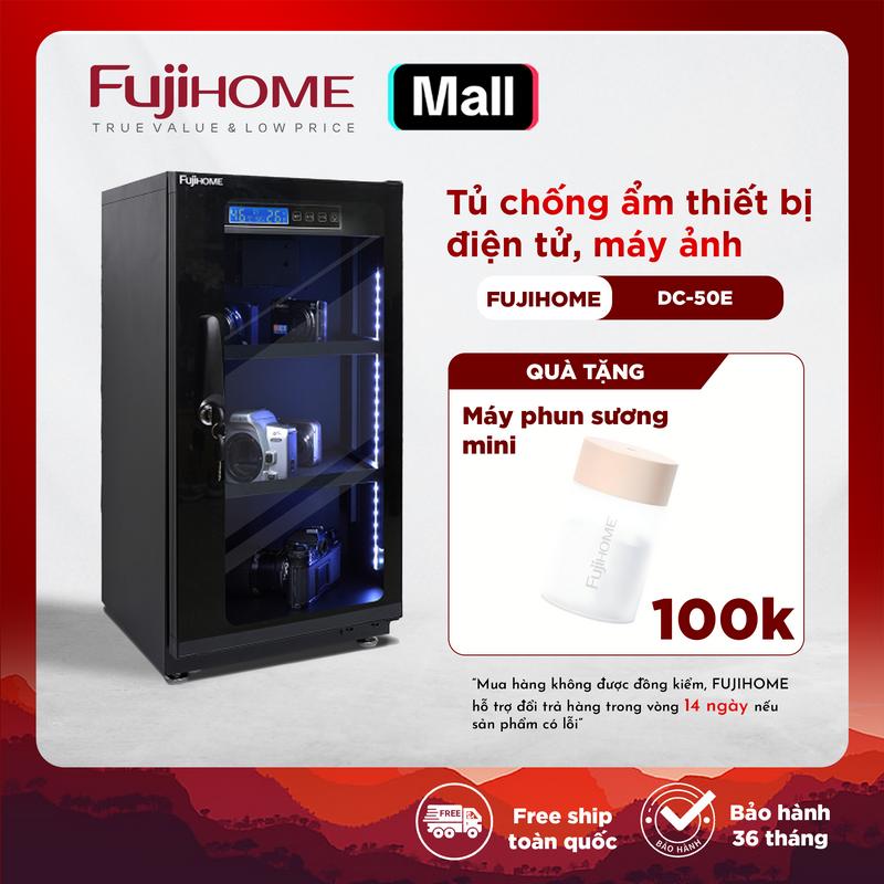 Tủ chống ẩm máy ảnh, thiết bị điện tử 50 lít FUJIHOME DC-50E, phiên bản điện tử cao cấp ( tặng máy phun sương mini) - Bảo hành 36 tháng