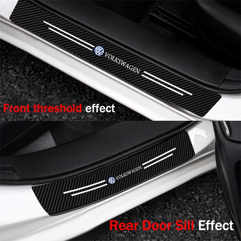 Product Introduction of Suitable for Volkswagen Passat Tiguan Golf Tourrag Lavida Car Door Sill Sticker Anti-Scratch Carbon Fiber leather Sticker Trunk Protector Stickers 5