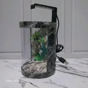akuarium cupang lampu led dekorasi meja/mini fish tank