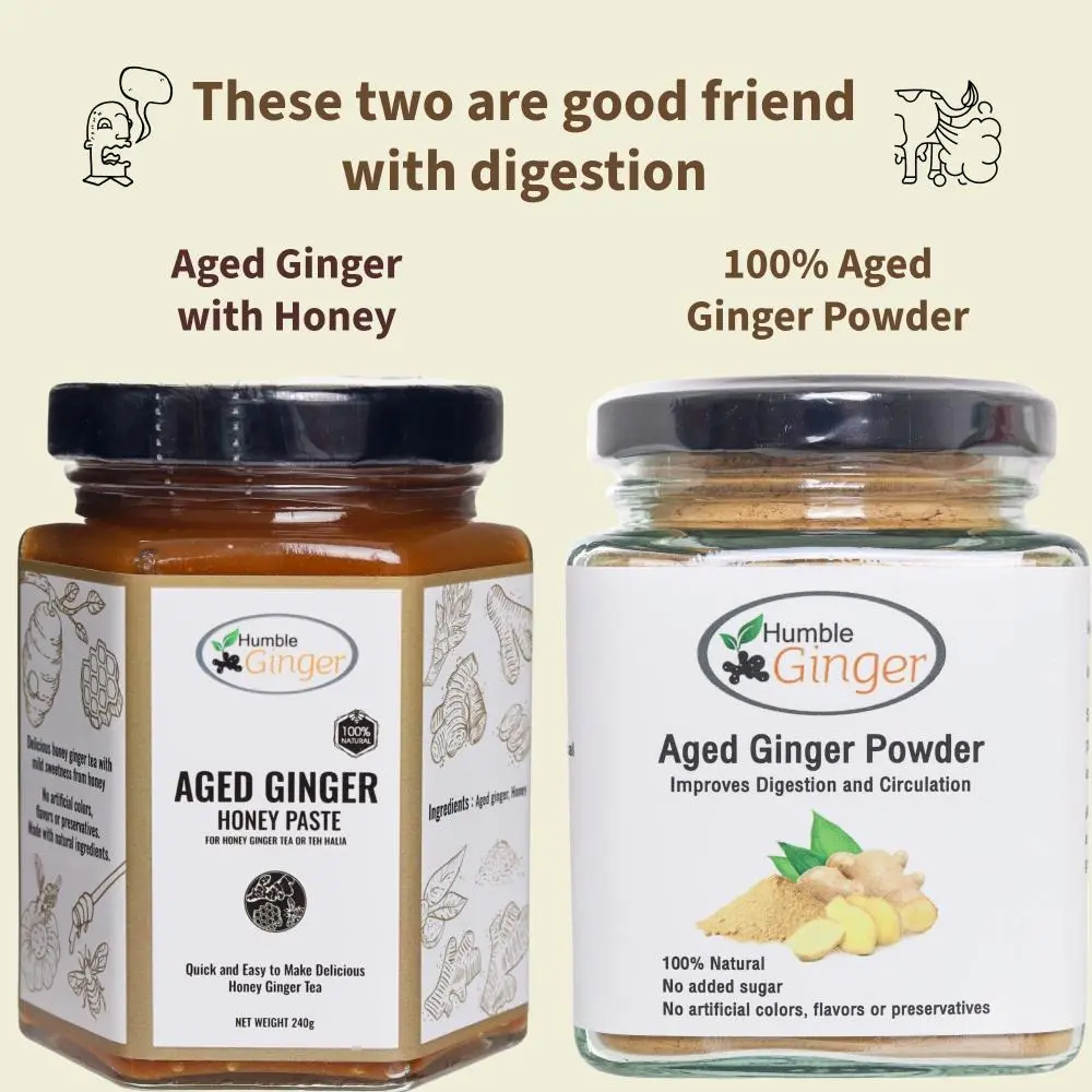Humble Ginger: Aged Ginger Powder and Aged Ginger Honey Paste for Ginger tea and Teh Halia, Delicious, Strong, Aromatic Flavor Spice