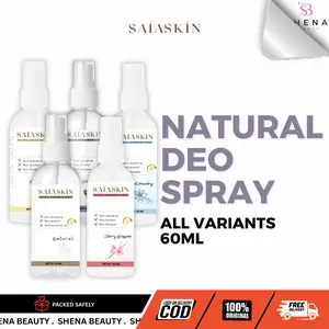 [ORIGINAL] SAIASKIN Natural Deodorant Spray 60ml - Deo Alami Tahan Lama & Tawas Anti Bau Badan Wangi Segar | Non Alkohol Tidak Lengket