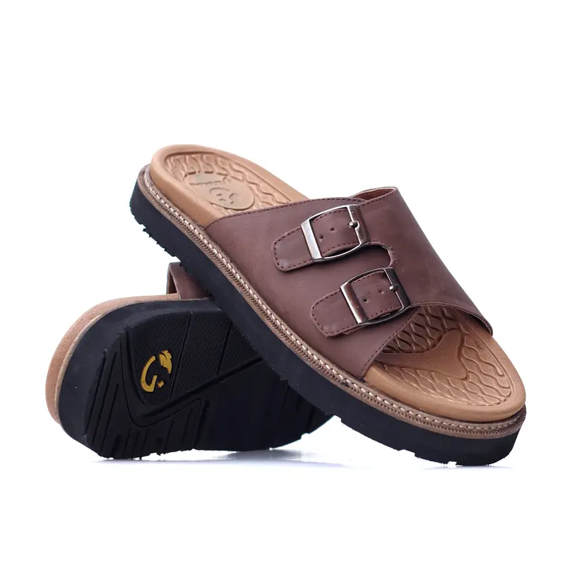 CEVANY - Sandal Kasual Slide Slop Pria Kulit Asli 5
