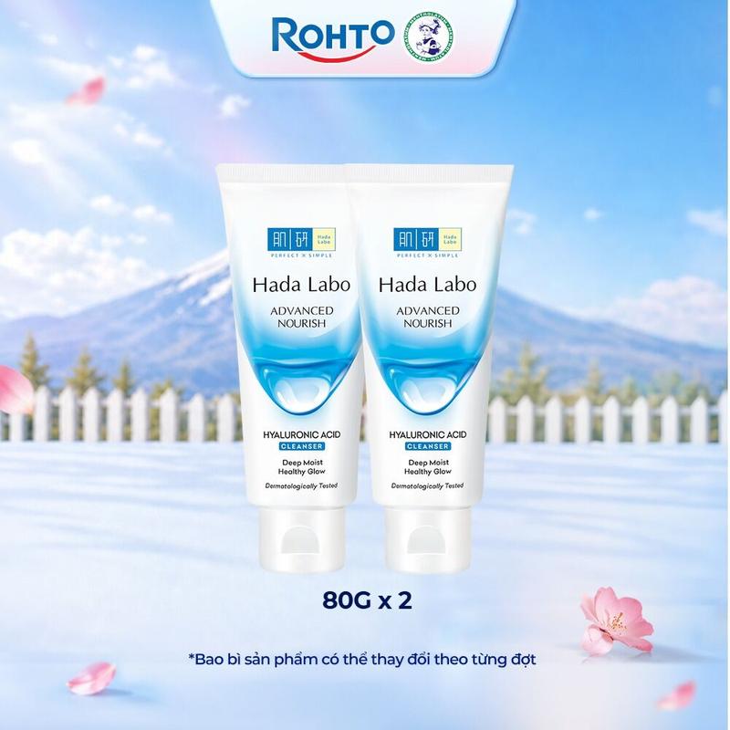 Combo 2 x Kem rửa mặt sạch sâu & dưỡng ẩm Hada Labo Advanced Nourish Hyaluronic Acid Cleanser (80g x 2)