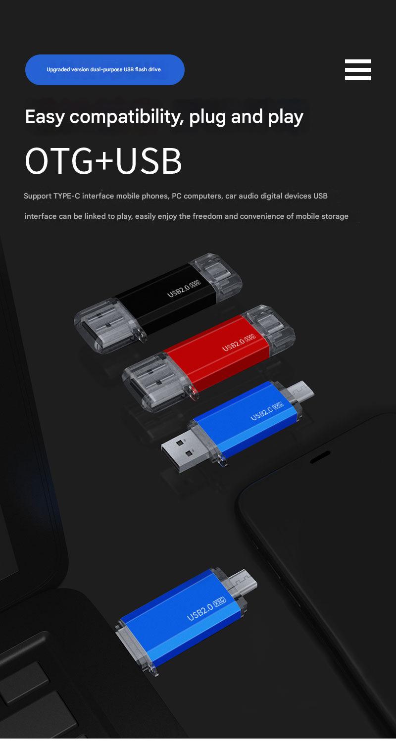 Product Introduction of 2-IN-1 Mobile Phone USB Flash Drive Typ-C 128G High Speed USB3.0 Dual-Use USB Flash Drive 64G 32G Flash Drive 2.0 High Speed Expansion 1TB 2TB 20