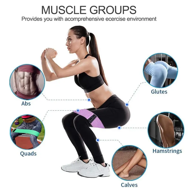 【Siap Stok COD】Non Slip Fabric Hip Resistance Band / Hip Resistance Band / Hip Band / Booty Band Squat Yoga Fitness Pinggul / 3 Levels 1