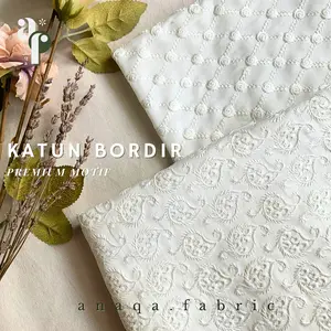 1/2 meter Kain Katun Bordir Motif Bahan Dress, Mukena, Outer, Blus