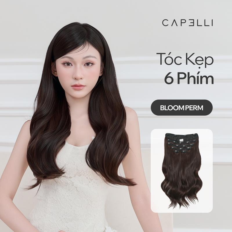 Bộ Tóc Kẹp 6 Phím CAPELLI Xoăn Sóng Bloom Perm 50cm