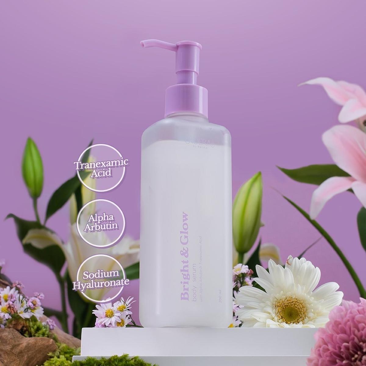 Noera Bright & Glow Body Serum Alpha Arbutin & Tranexamic Acid l Body Serum Pencerah Kulit With Alpha Arbutin & Tranexamic Acid | Whitening Body Serum