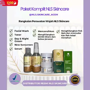 Paket Komplit Glowing (Flek) NLS Skincare (+kapas wajah dan spons), BPOM RI Aman Bumil Busui Original 100%
