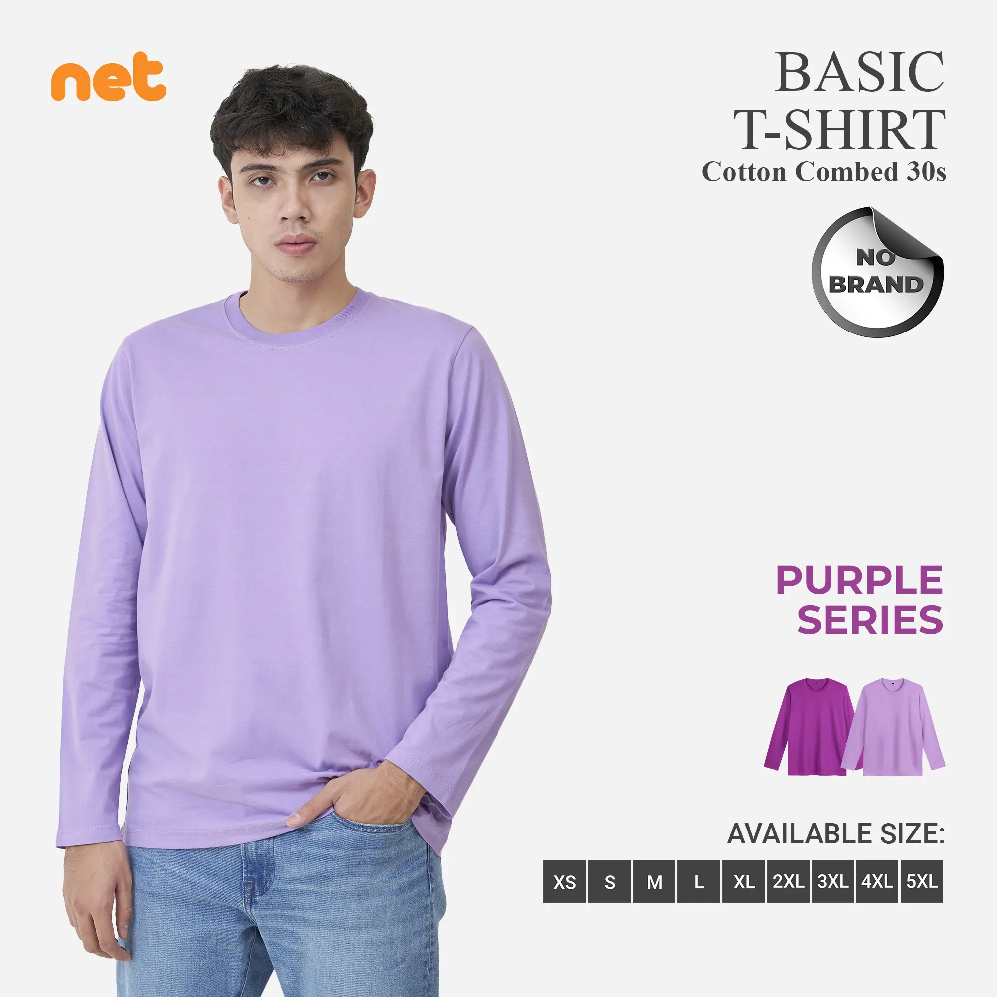 KAOS POLOS COTTON COMBED 30S LENGAN PANJANG ONECK REGULER FIT BASIC T-SHIRT UNISEX PURPLE SERIES