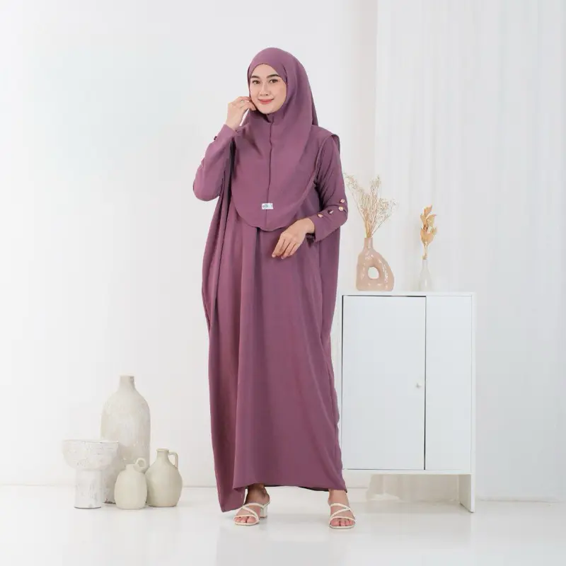 Muslimah Abaya set tudung sarung long dress syifa hijab square ironless one set crinkle