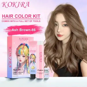 KOKIRA hair color Ash  brown  semir rambut Cat Rambut Permanen Hair Dye Pewarna Rambut Color 100ml & Developer 100ml  Ash  Hair Colour Alami Natural light coklat hazelnut cooper brown Plant
