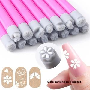 Set de Plumas de Sello para Arte de Uñas, 4 piezas por set con Patrones de Flores y Mariposas, Herramienta de Impresión de Transferencia de Uñas, Kit de Estampado de Uñas sin Alcohol para Mujeres