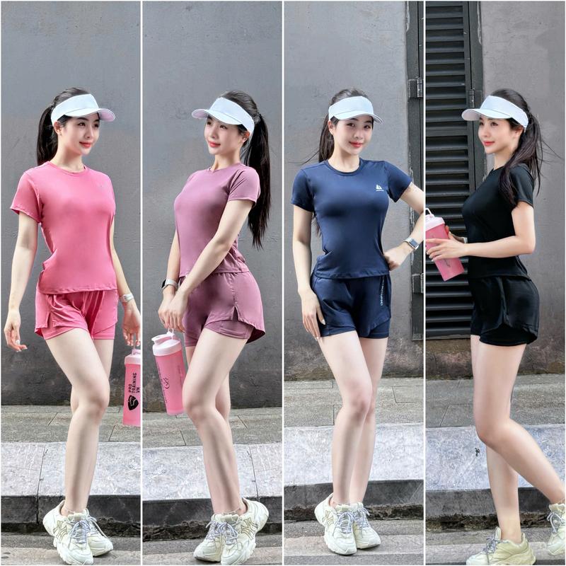 Đồ tập gym yoga erobic chạy bộ nữ chất liệu thoáng mát co giãn áo bra kèm mút quần đùi rút dây (NG18) Sport Tập Thể Dục Top