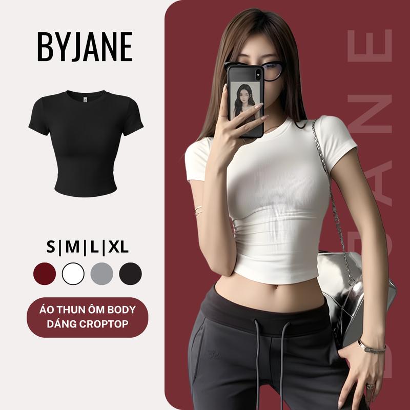 MỞ BÁN Áo Thun Cổ Tròn Crotop bozip Trơn BYJANE-379