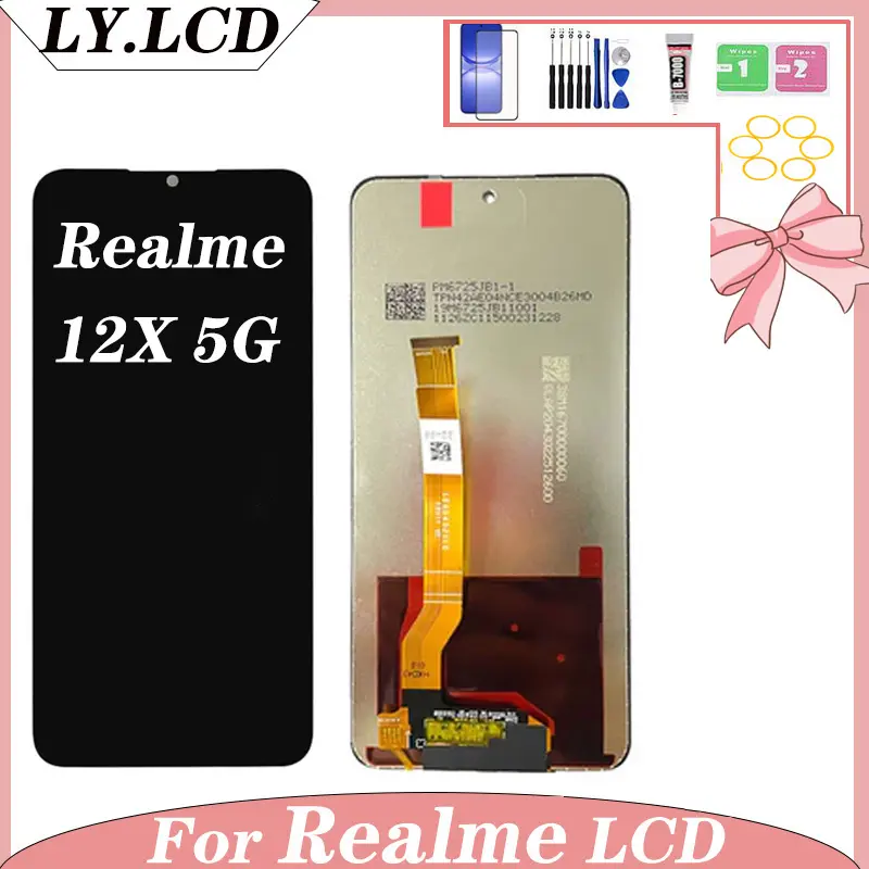 Perhimpunan Digitizer Sentuh Paparan LCD, Asal, Untuk Realme 12x 5G, Skrin Sentuh, Tiada Piksel Mati, Dengan Alat Percuma, [COD]